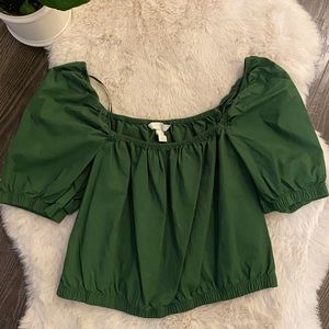 Green Square Neck Crop